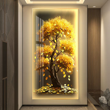 玄关走廊挂摇钱树（进门玄关可以挂摇钱树画吗）