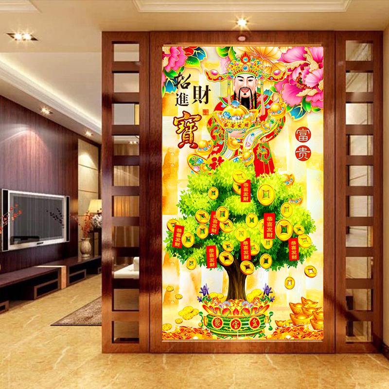 开门正对面挂摇钱树画（进户门对面挂摇钱树好吗）