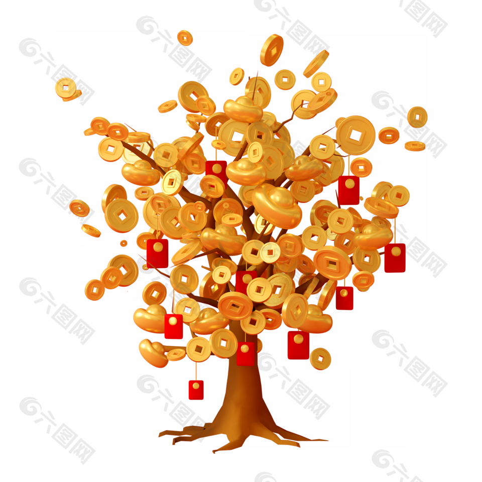 摇钱树挂金币怎么挂的图片（摇钱树挂件）