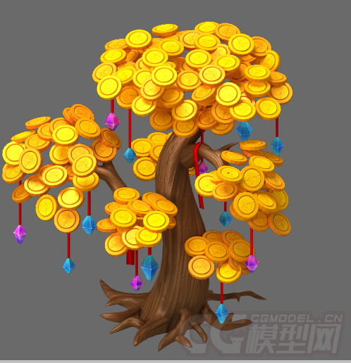 摇钱树挂金币怎么挂的图片（摇钱树挂件）
