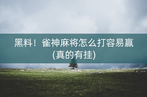 雀神麻将原来是有挂的啊（雀神麻将有挂各位小心）
